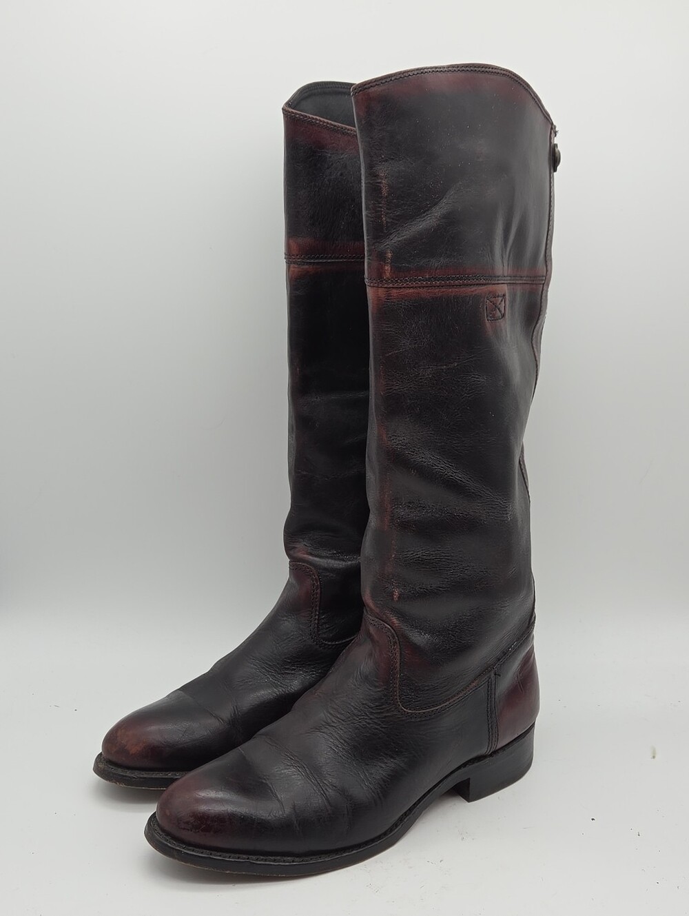 Rare FRYE Tall Burgundy Leather Boots Size 9 - Picture 2 of 10